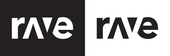 Rave logo in white and black